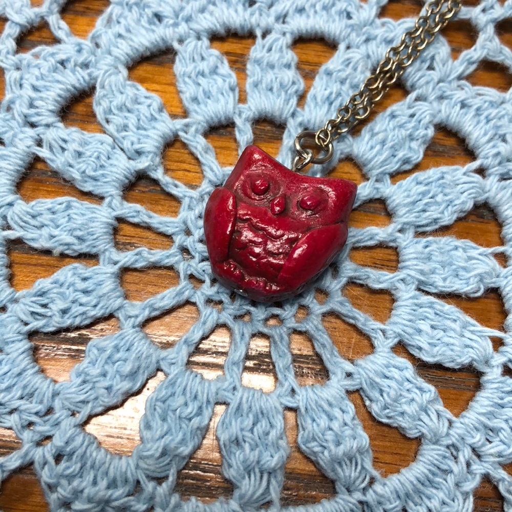 Cute Clay Owl Necklace